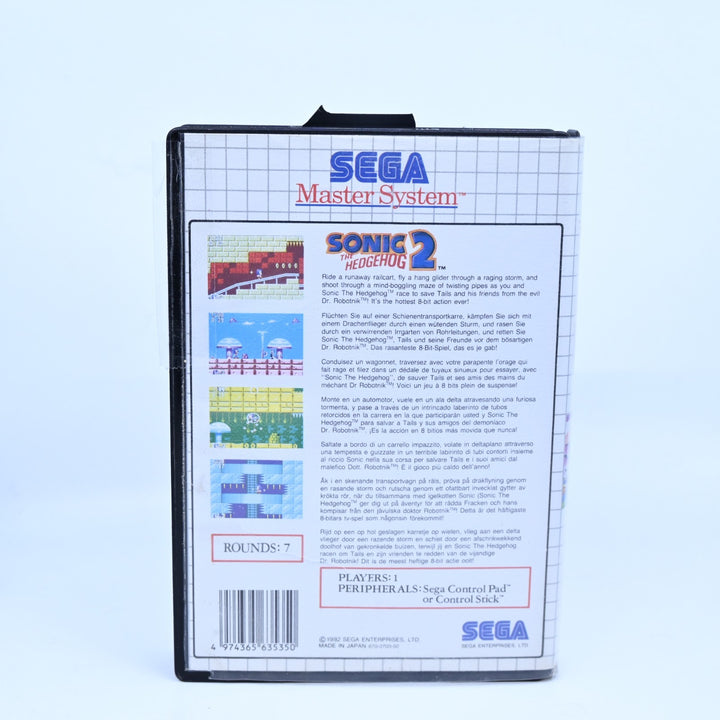 Sonic The Hedgehog 2 - Sega Master System Game - No Manual - PAL - FREE POST!