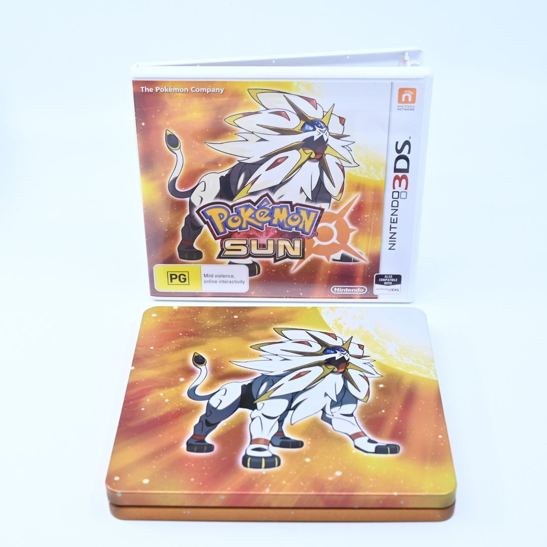 Pokemon Sun + Steelbook - Nintendo 3DS Game - PAL + Manual - FREE POST!