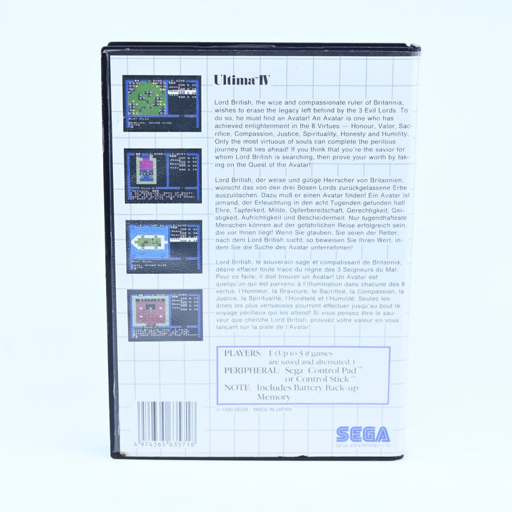 Ultima IV - Sega Master System Game + Manual - No Map - PAL - FREE POST!
