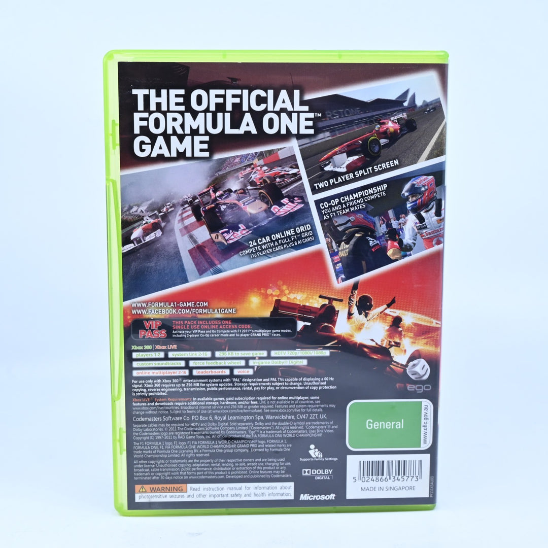 F1: Formula 1 2011 - Xbox 360 Game + Manual - PAL - MINT DISC!