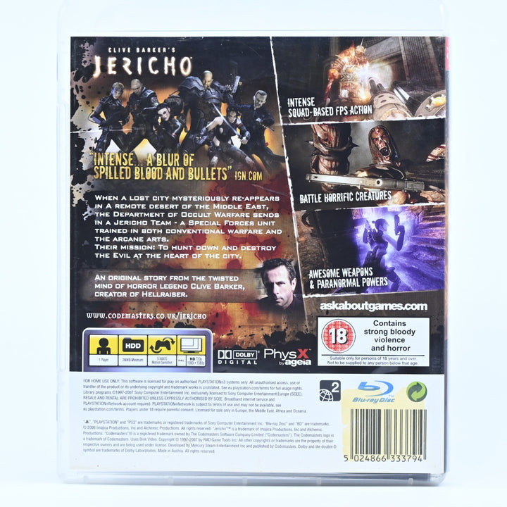 Clive Barker’s Jericho - Sony Playstation 3 / PS3 Game + Manual - FREE POST!