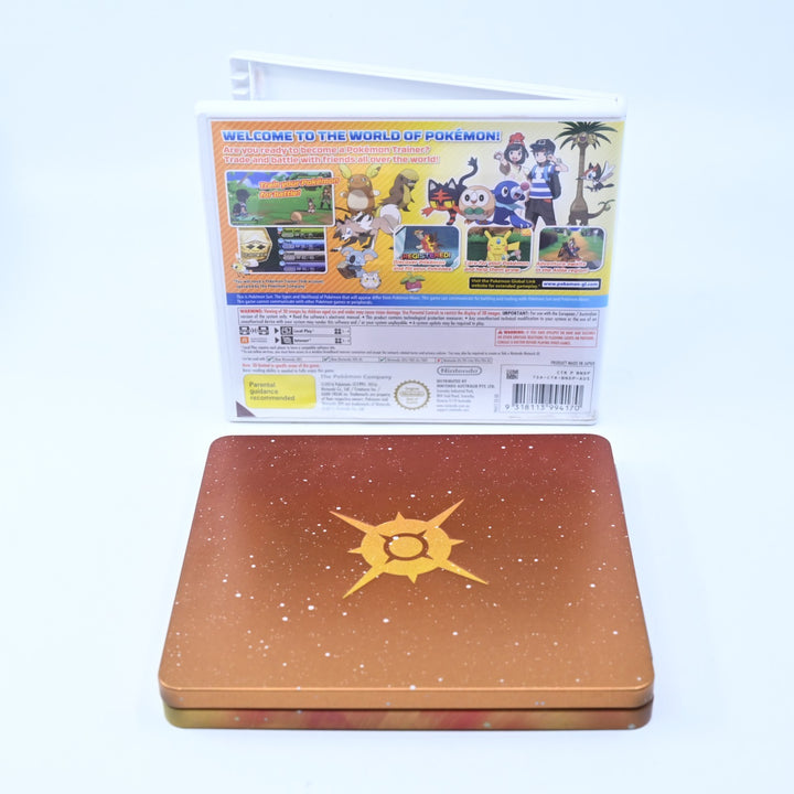 Pokemon Sun + Steelbook - Nintendo 3DS Game - PAL + Manual - FREE POST!