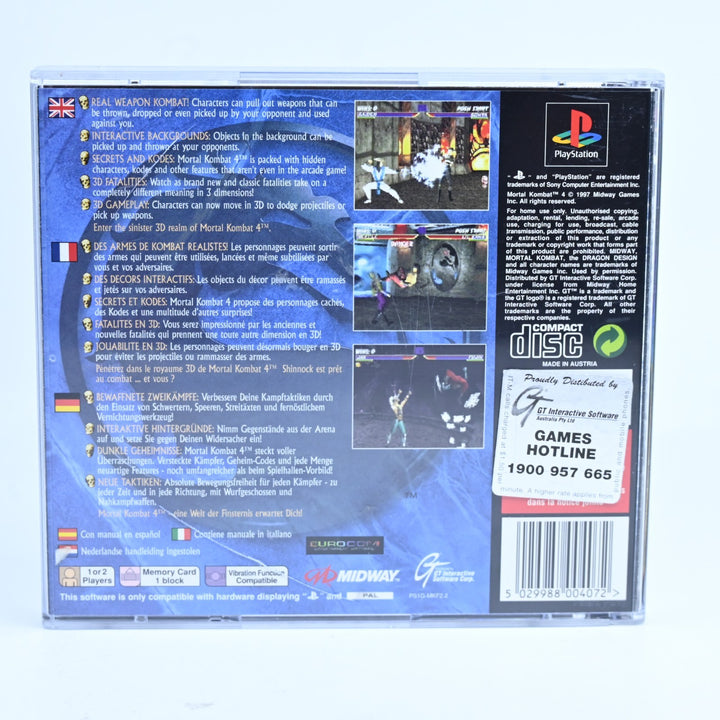 Mortal Kombat 4 - Sony Playstation 1 / PS1 Game + Manual - PAL - MINT DISC!