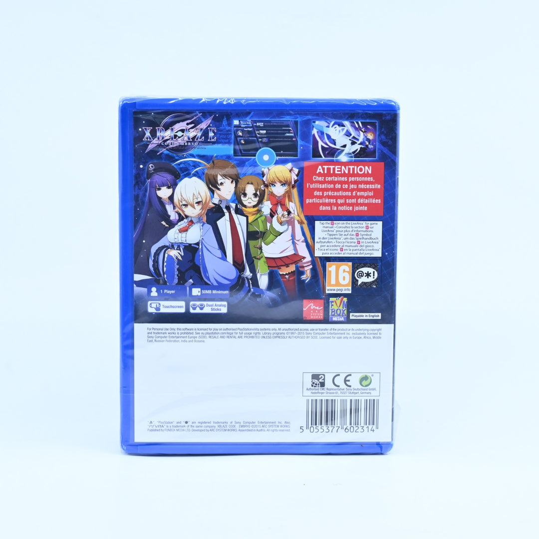 SEALED! Xblaze Code: Embryo - Sony PS Vita Game - FREE POST!