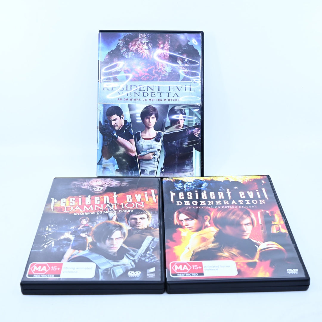 Resident Evil - Damnation/Degeneration/Vendetta - 3 CG Movie Lot - R1&4 - DVD