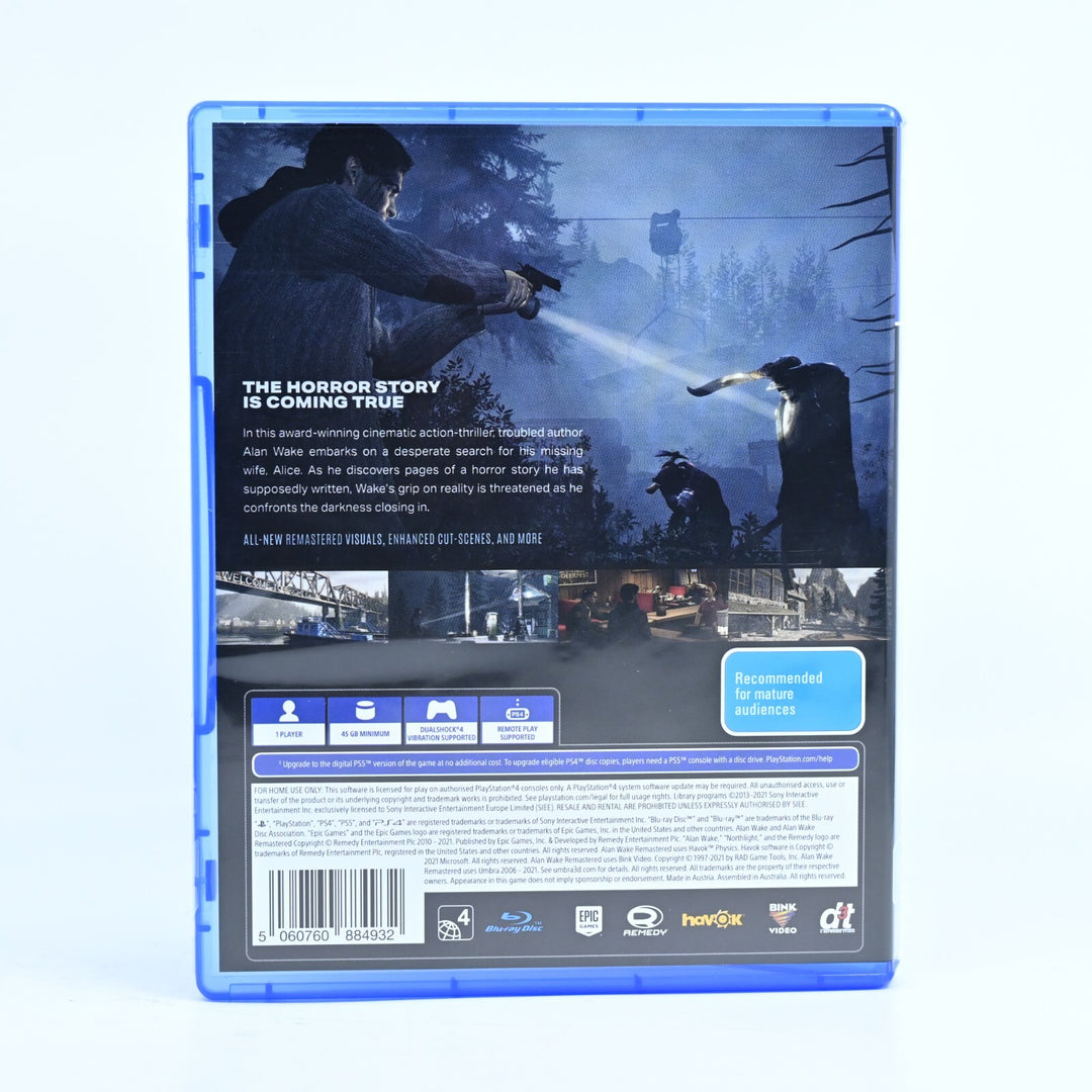 AS NEW! Alan Wake Remastered - Sony Playstation 4 / PS4 Game - FREE POST!