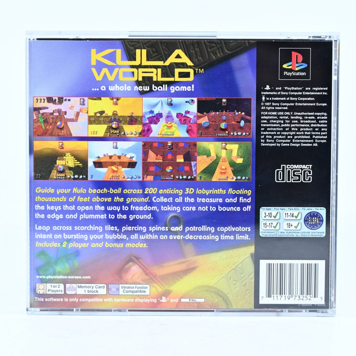 LIKE NEW! Kula World - Sony Playstation 1 / PS1 Game + Manual - PAL - MINT DISC!