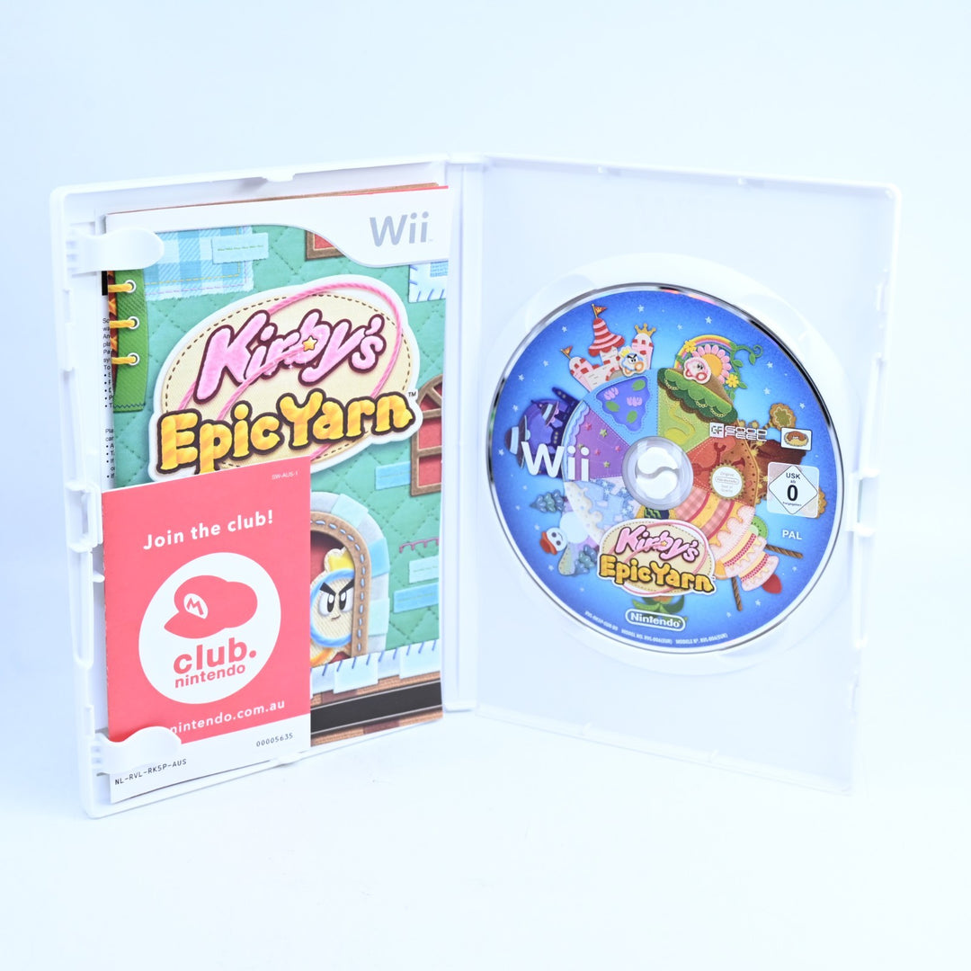 LIKE NEW! Kirby's Epic Yarn - Nintendo Wii Game + Manual - PAL - MINT DISC!