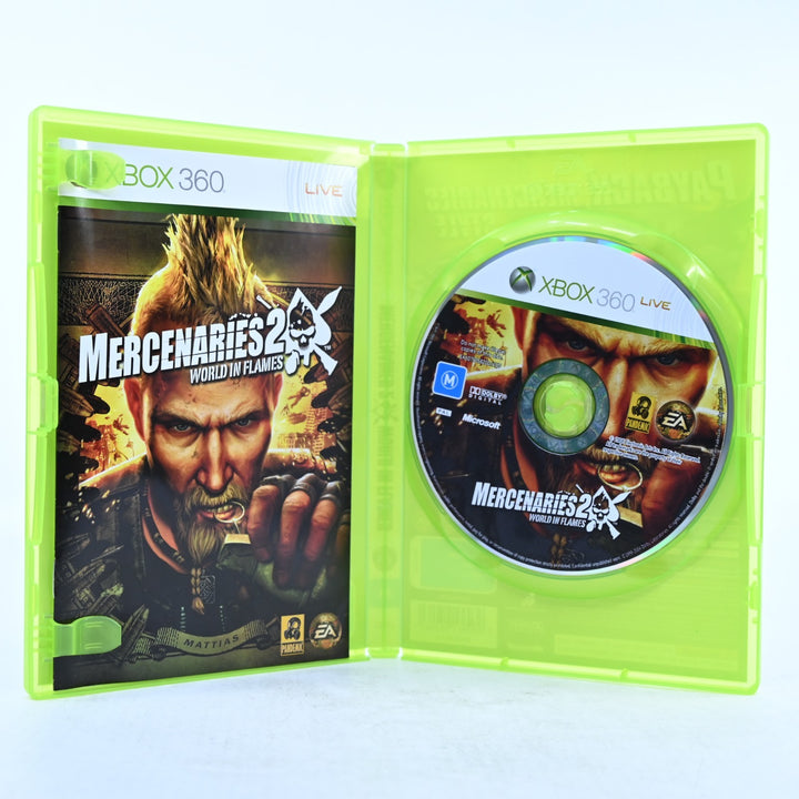 Mercenaries 2: World in Flames - Xbox 360 Game + Manual - PAL - MINT DISC!