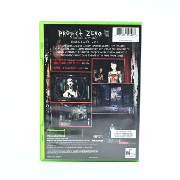 Project Zero II 2: Crimson Buttefly Director's Cut- Original Xbox Game + Manual