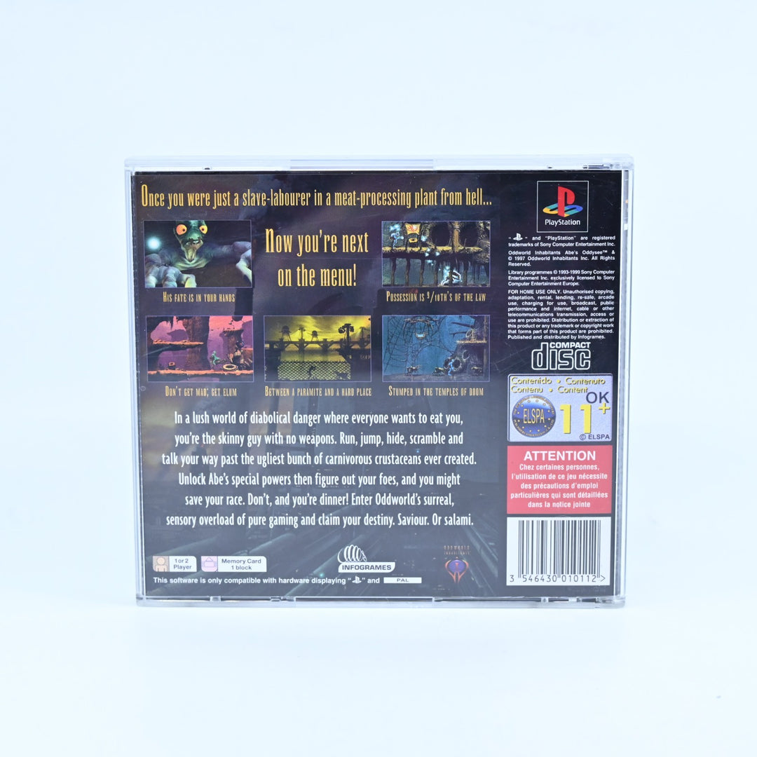 Oddworld: Abe's Oddysee - Sony Playstation 1 / PS1 Game + Manual -MINT DISC!