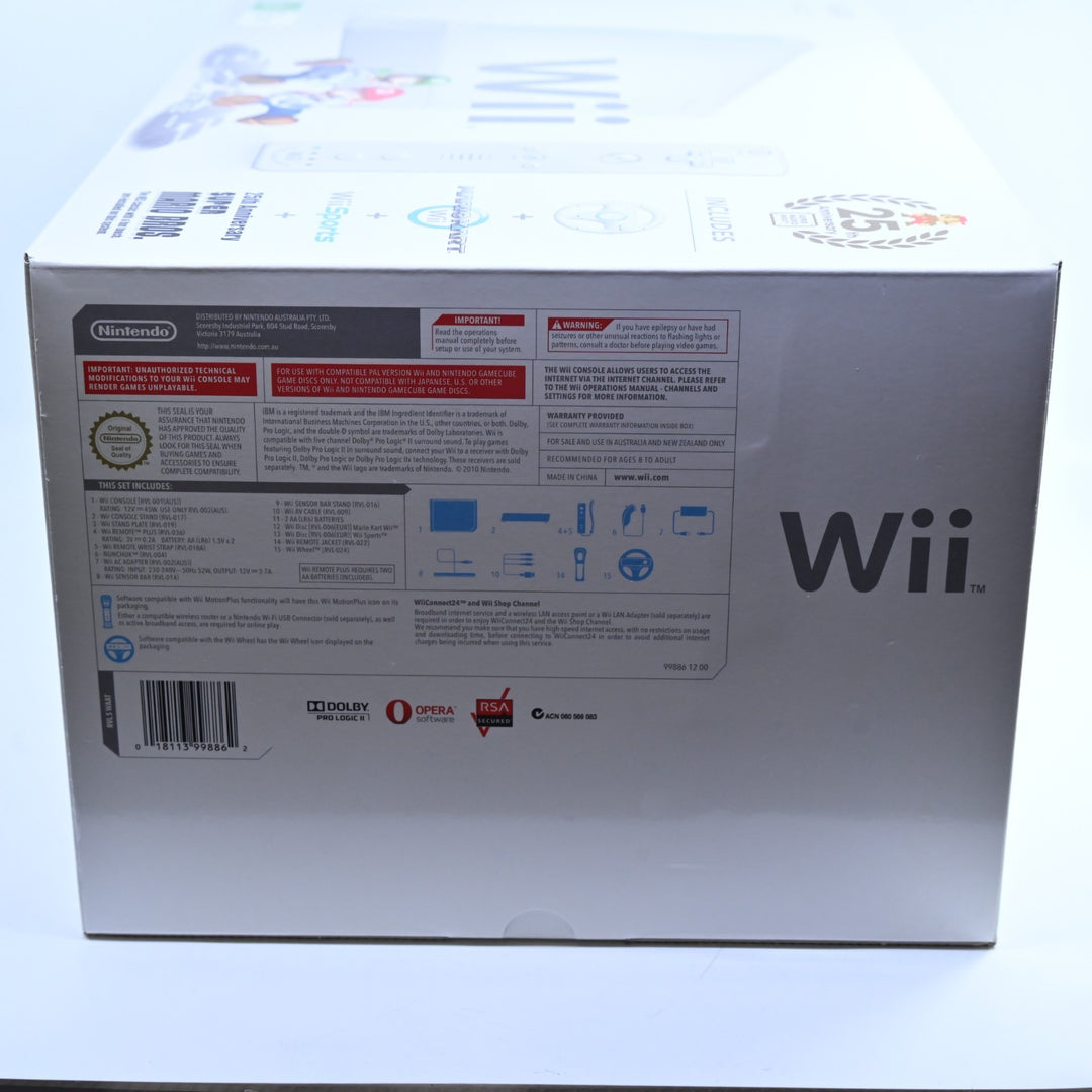 UNUSED! Mario Kart Wii Pack - White - 25th Anniversary - Wii Boxed Console - PAL