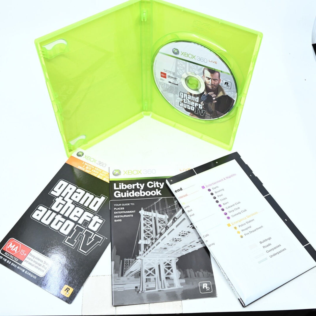 Grand Theft Auto IV 4 - Xbox 360 Game + Manual + Map - PAL - FREE POST!