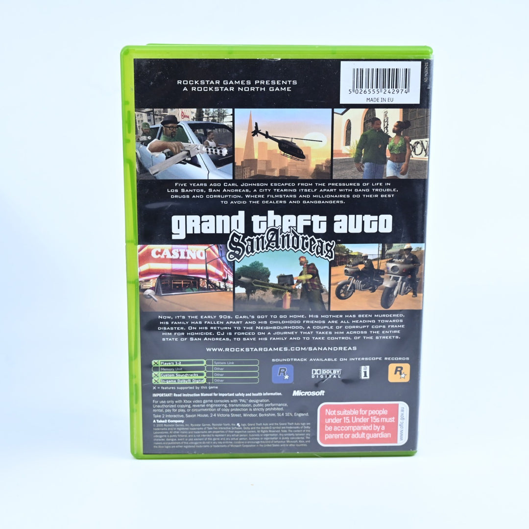 Grand Theft Auto: San Andreas - Original Xbox Game + Manual - No Map - PAL