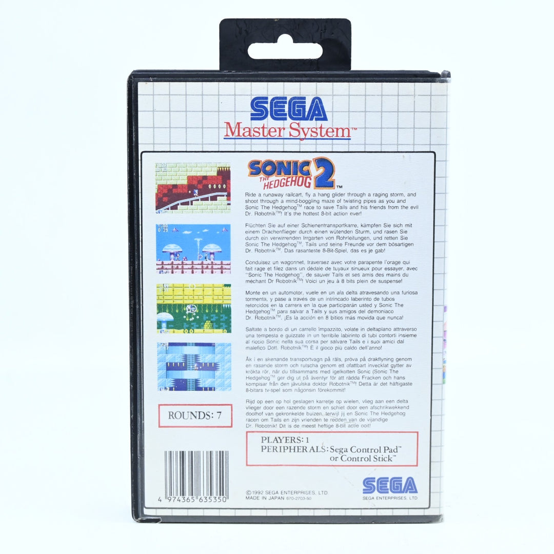 Sonic The Hedgehog 2 - Sega Master System Game - PAL - FREE POST!