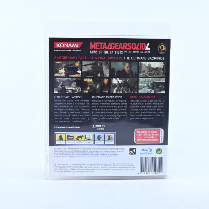 Metal Gear Solid 4: Guns of the Patriots - PS3 Game + Manual - MINT DISC!