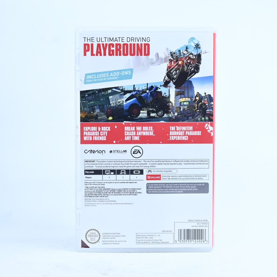 Burnout Paradise Remastered - Nintendo Switch Game - FREE POST!