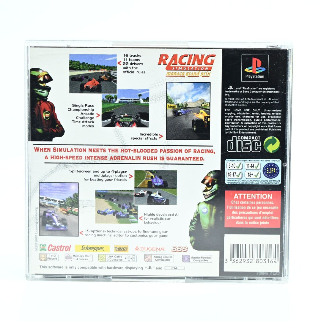 Racing Simulation Monaco Grand Prix - Sony Playstation 1 / PS1 Game - PAL