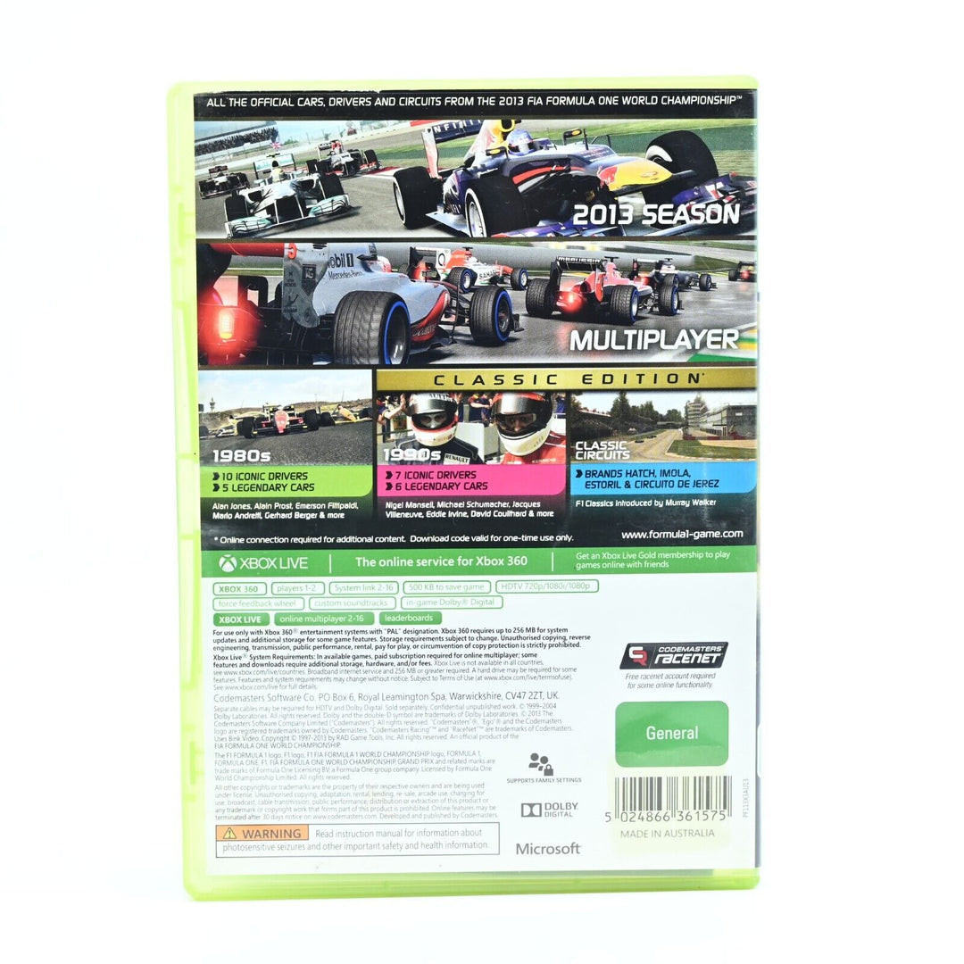 F1 Formula 1 2013 - Xbox 360 Game + Manual - PAL - FREE POST!