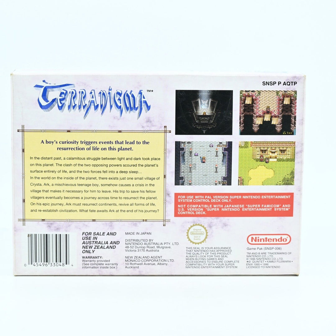 AS NEW! Terranigma - Super Nintendo / SNES Game - PAL - FREE POST!