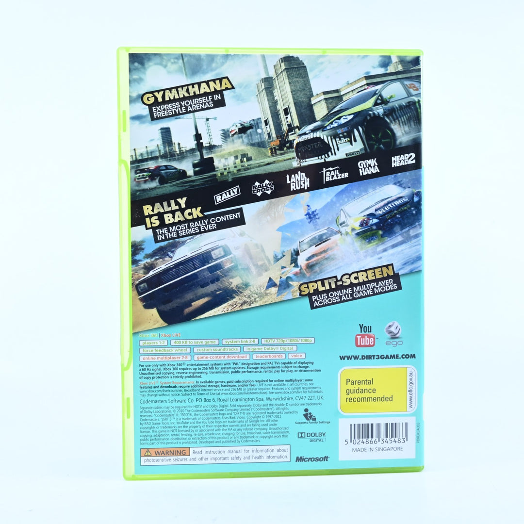 DiRT 3 - Xbox 360 Game + Manual - PAL - MINT DISC!