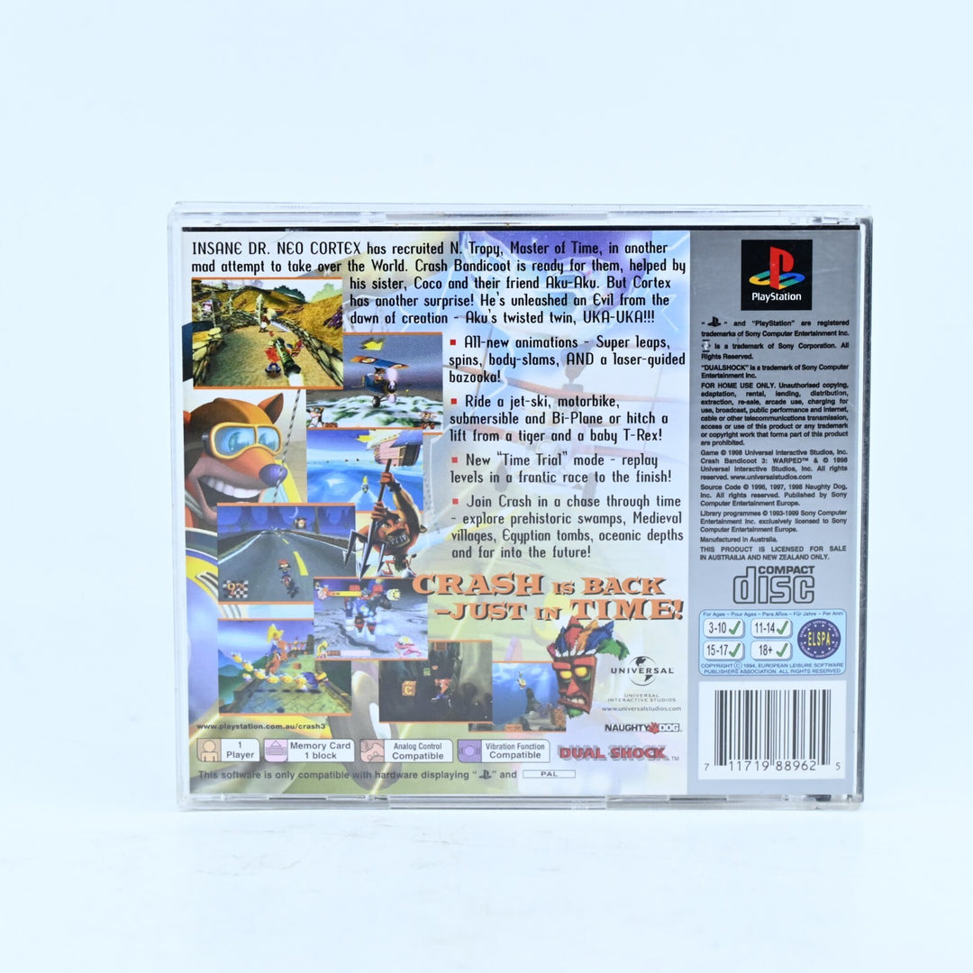 Crash Bandicoot 3 Warped - Sony Playstation 1 / PS1 Game - No Manual - PAL