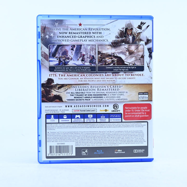 Assassin's Creed III Remastered - Sony Playstation 4 / PS4 Game - MINT DISC!