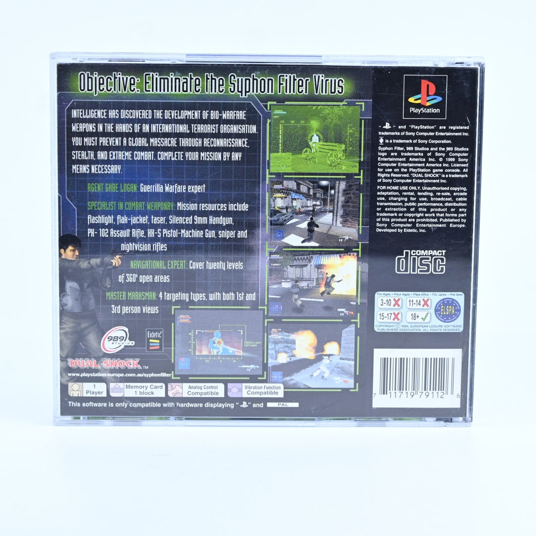 Syphon Filter - Sony Playstation 1 / PS1 Game + Manual - PAL - MINT DISC!