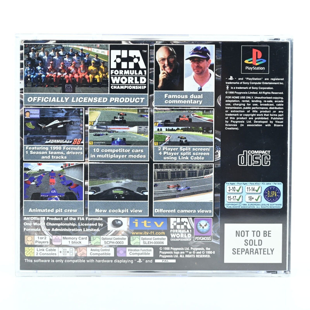 Formula 1 98 - NO MANUAL - Sony Playstation 1 / PS1 Game - PAL - FREE POST!