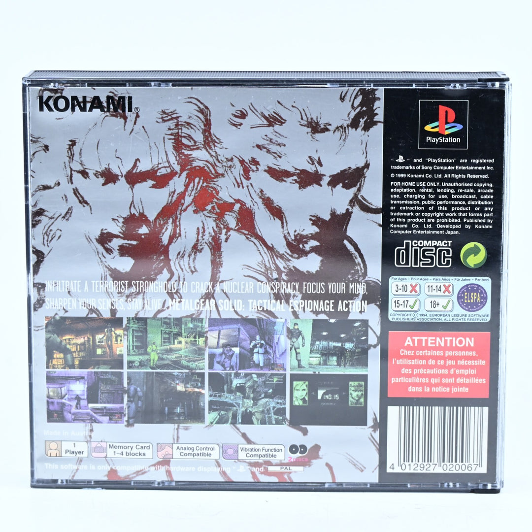 Metal Gear Solid - Sony Playstation 1 / PS1 Game + Manual - PAL - MINT DISCS!