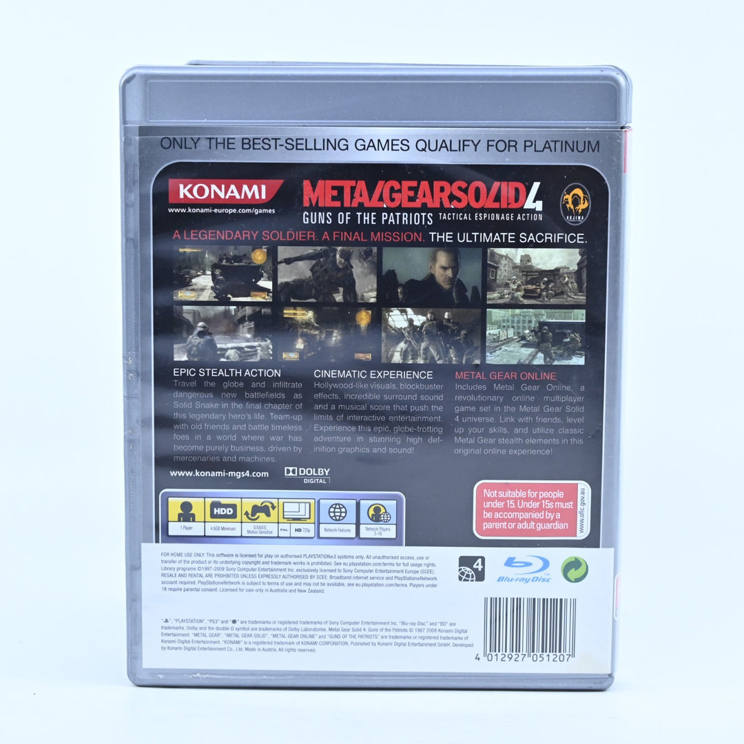 Metal Gear Solid 4: Guns of the Patriots - Playstation 3 / PS3 Game + Manual