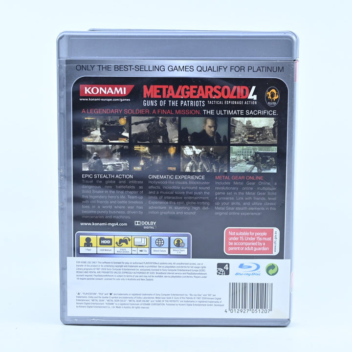 Metal Gear Solid 4: Guns of the Patriots - Playstation 3 / PS3 Game + Manual