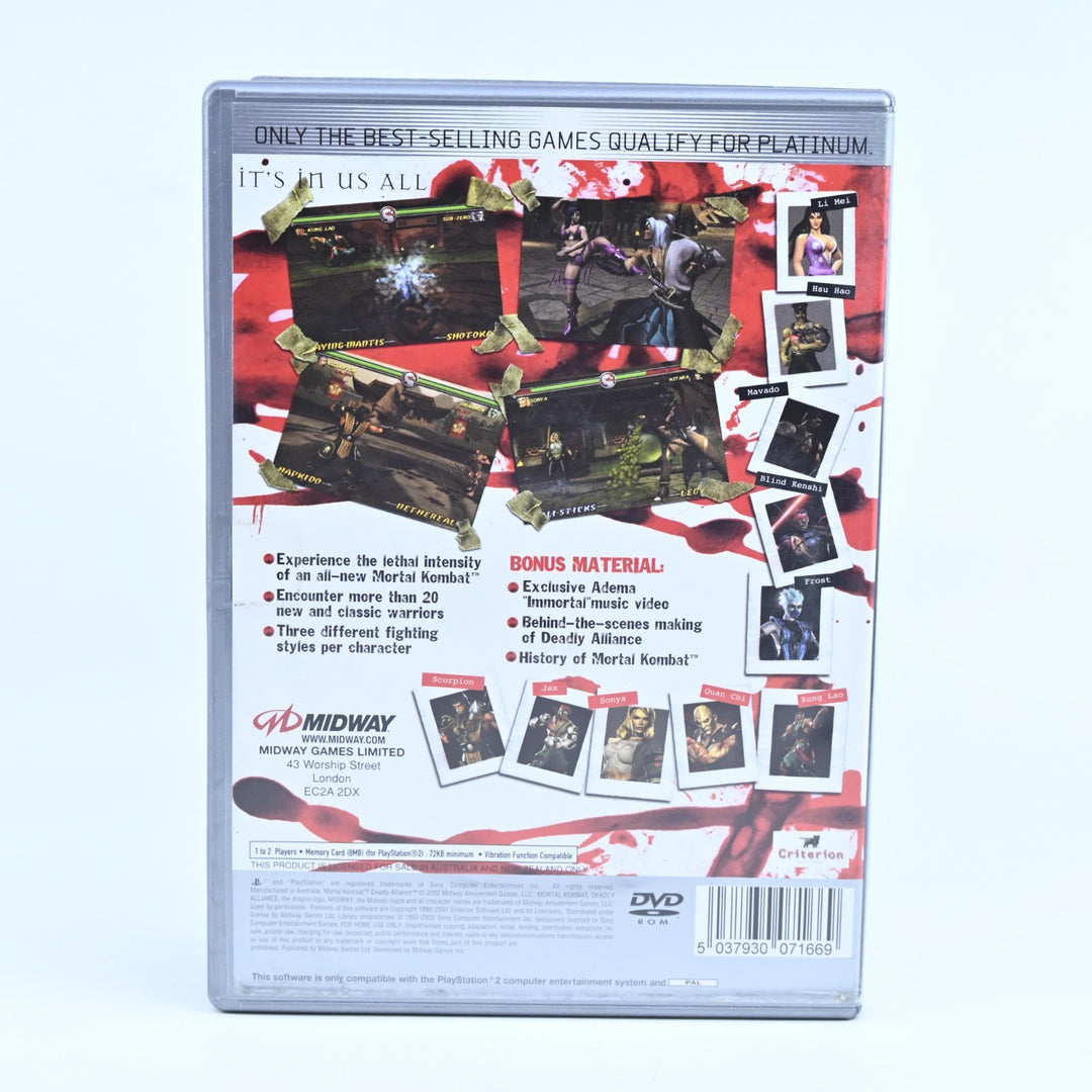 Mortal Kombat: Deadly Alliance - Sony Playstation 2 / PS2 Game + Manual - PAL