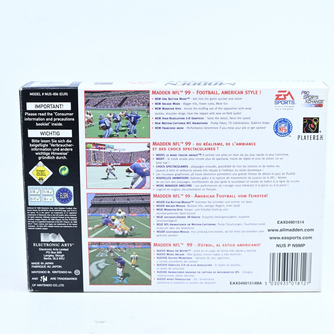 Madden NFL 99 - N64 / Nintendo 64 Boxed Game - PAL - FREE POST!