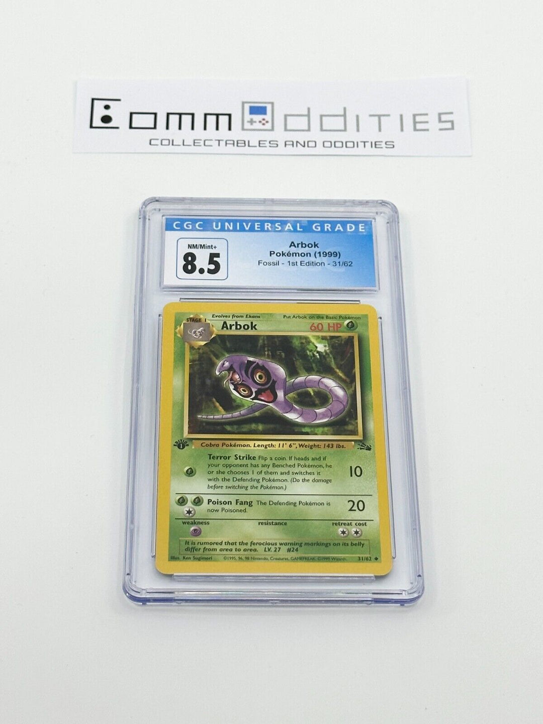 Arbok 1st Edition CGC 8.5 Pokemon Card - 1999 Fossil Set 31/62 - FREE POST!