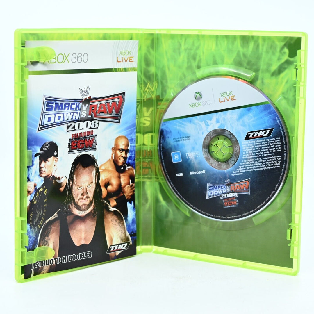 WWE Smackdown Vs Raw 2008 - Xbox 360 Game + Manual - PAL - MINT DISC!