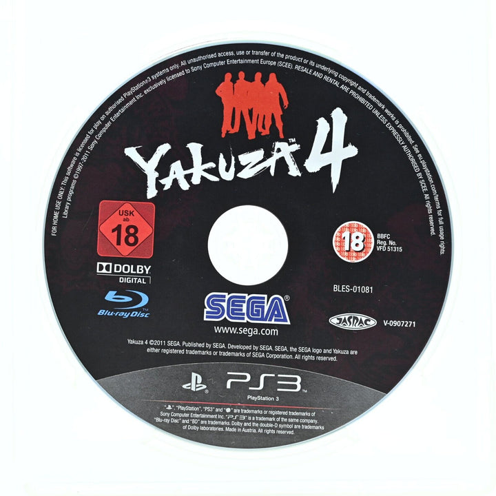 Yakuza 4 - Sony Playstation 3 / PS3 Game - Disc Only - MINT!
