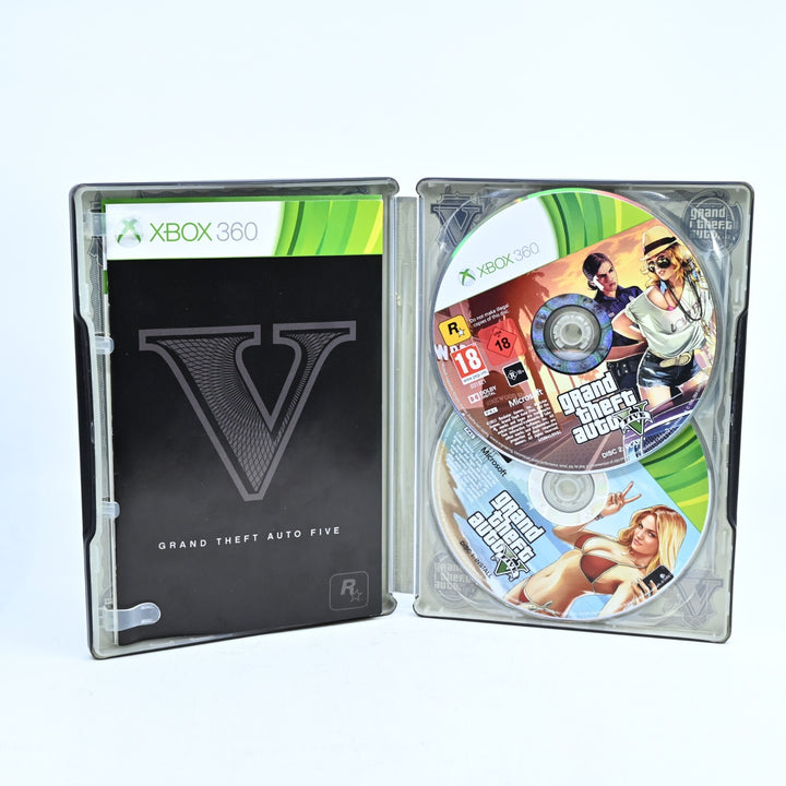 Grand Theft Auto V 5 Steelbook - Xbox 360 Game + Manual - PAL - MINT DISC!