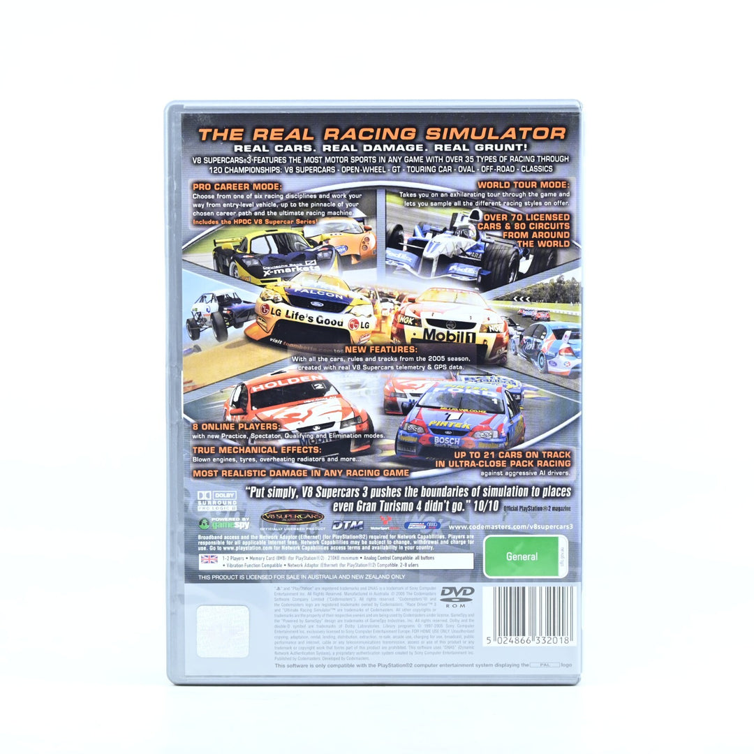 V8 Supercars Australia 3 - Sony Playstation 2 / PS2 Game + Manual - MINT DISC!