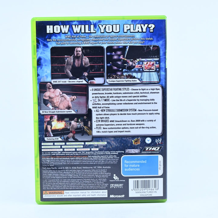 WWE Smackdown Vs Raw 2008 - Xbox 360 Game + Manual - PAL - FREE POST!