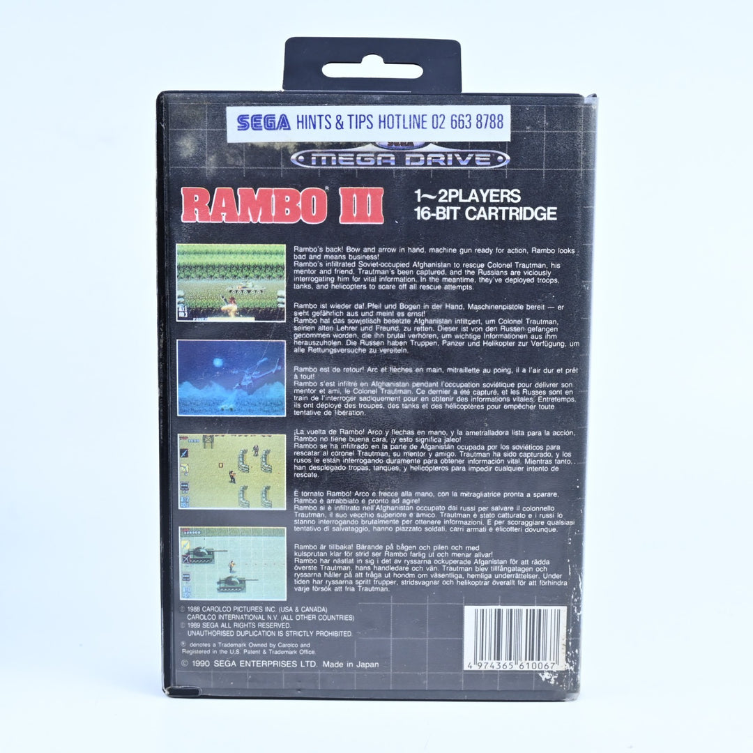Rambo III - Sega Mega Drive Game + Manual - PAL - FREE POST!