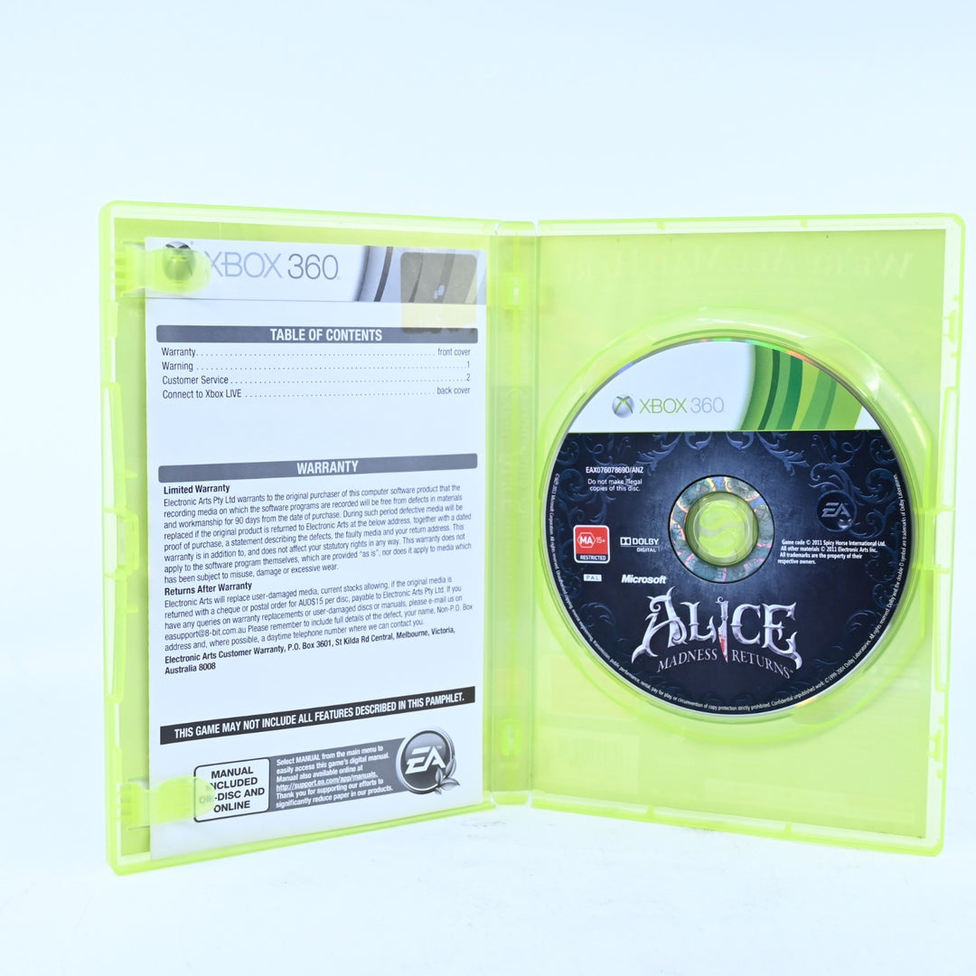 Alice Madness Returns - Xbox 360 Game + Manual - PAL - MINT DISC!
