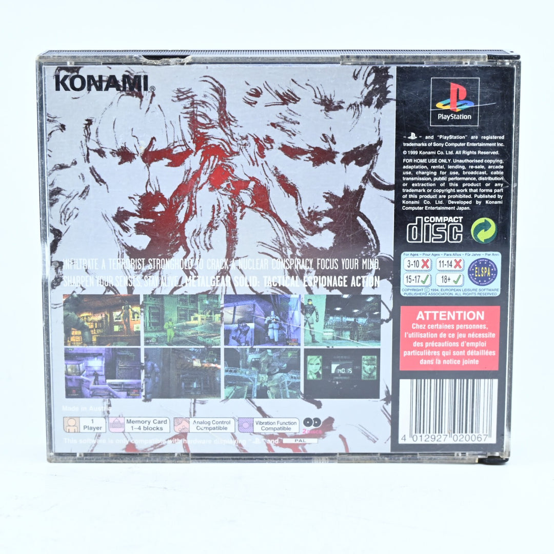 Metal Gear Solid - Sony Playstation 1 / PS1 Game + Manual - PAL - MINT DISC!