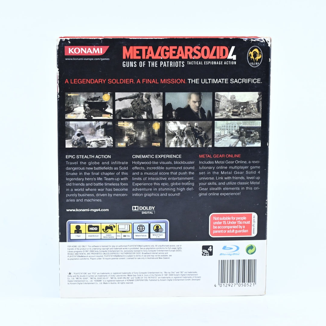 Metal Gear Solid 4: Guns of The Patriots - Sony Playstation 3 PS3 Game + Manual