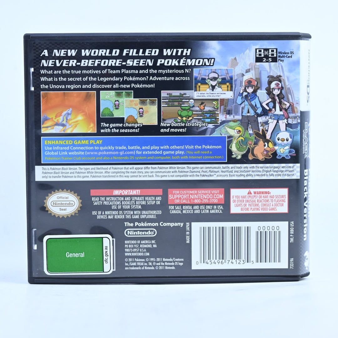 Pokemon Black - Nintendo DS Game - Region Free - No Manual - FREE POST!