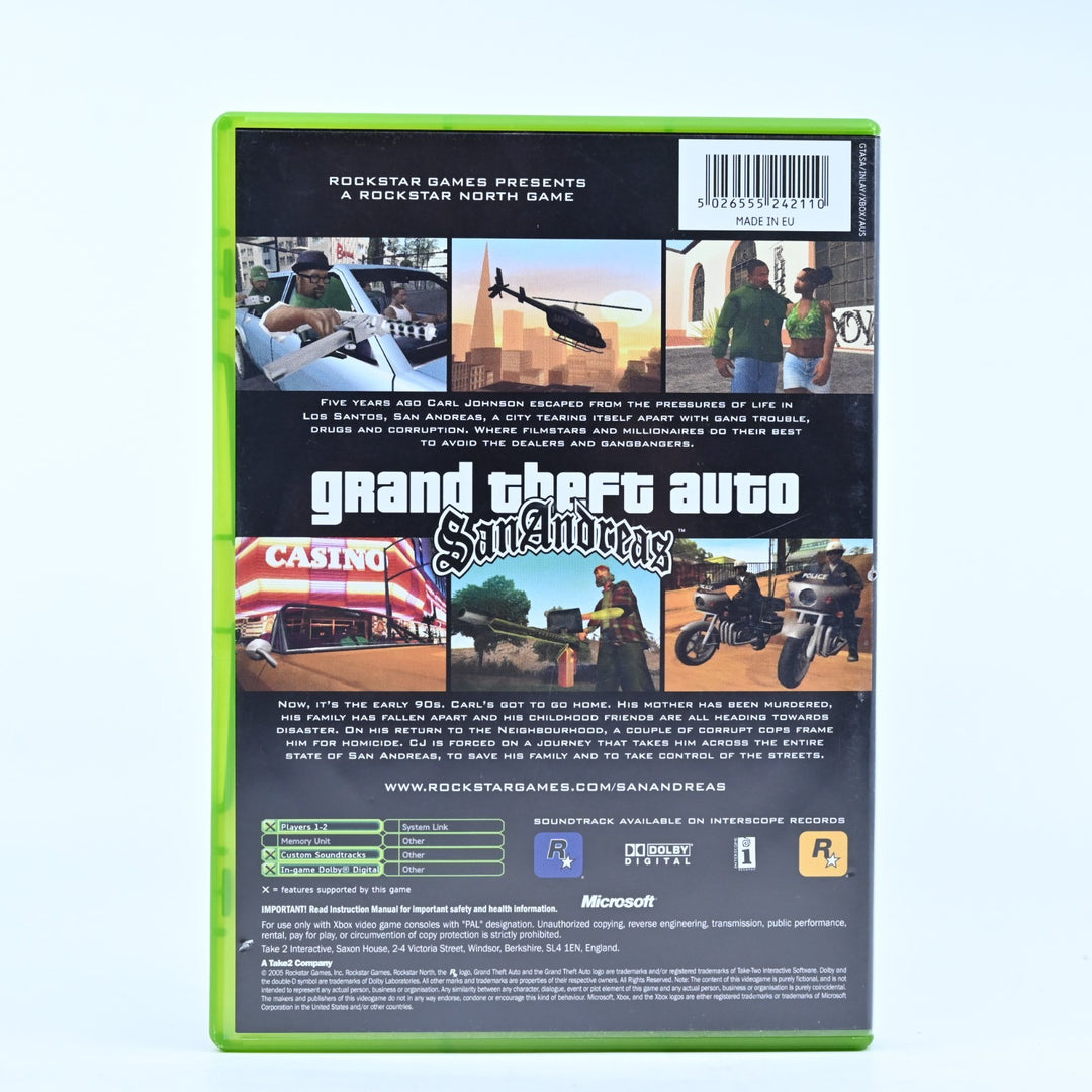 Grand Theft Auto: San Andreas - Original Xbox Game + Manual + Map - MINT DISC!