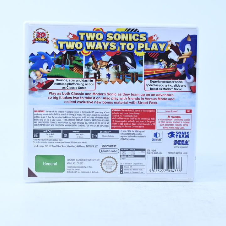 Sonic Generations - Nintendo 3DS Game - PAL + Manual - FREE POST!