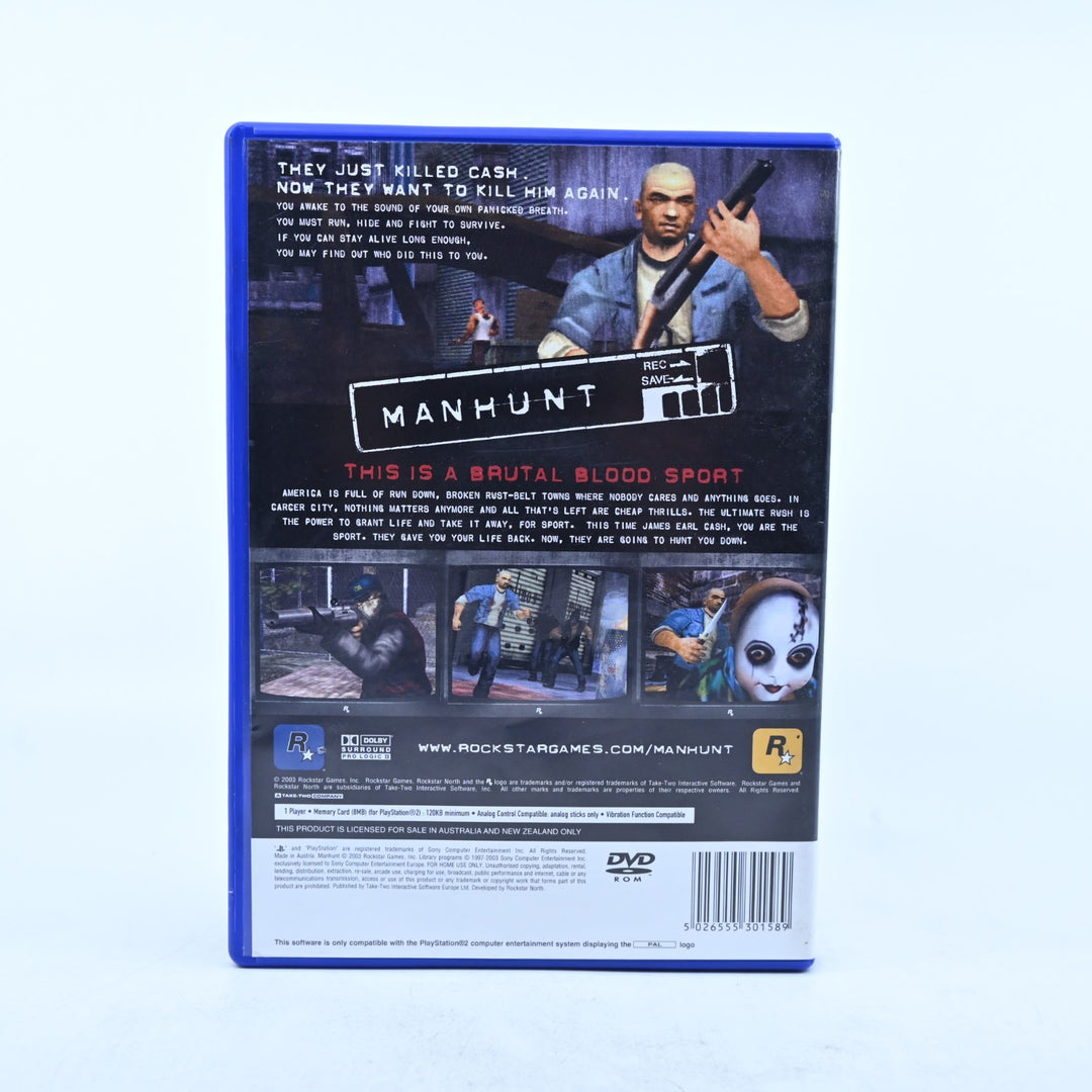 Manhunt - Sony Playstation 2 / PS2 Game + Manual - PAL - EX-RENTAL