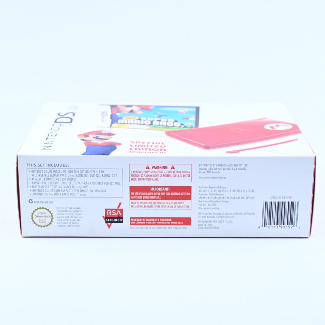 UNUSED! Special Limited Edition Mario Red - Nintendo DS Lite Boxed Console