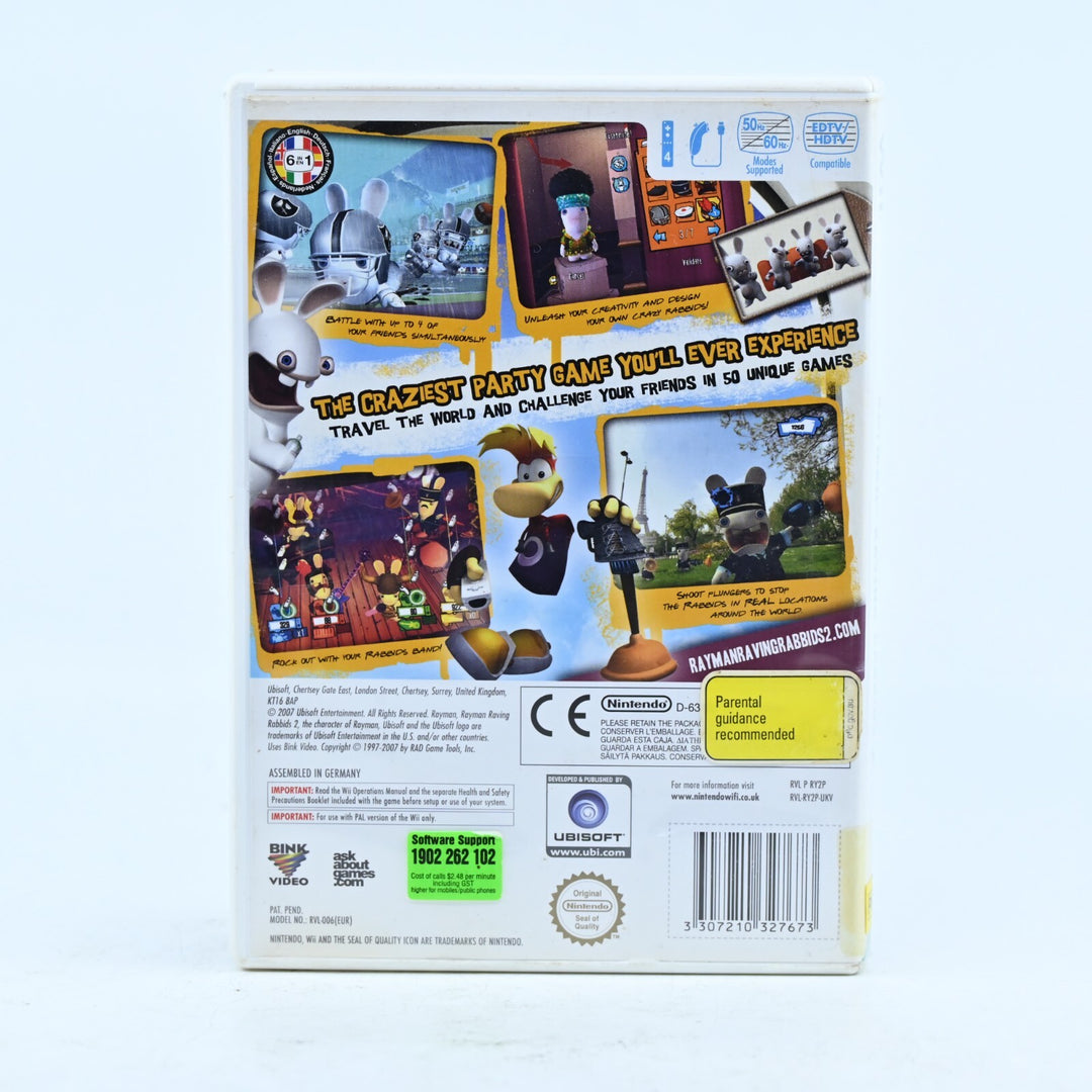 Rayman Raving Rabbids 2 - Nintendo Wii Game + Manual - PAL - MINT DISC!